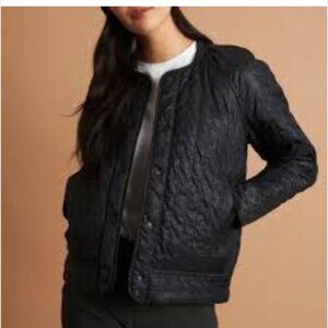 KIT AND ACE Navy Blue Reversible Keep Pedalling Bomber Jacket Sz M